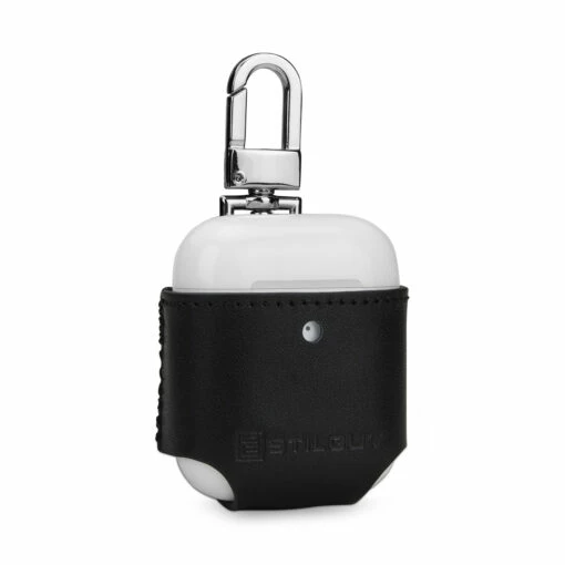 StilGut - AirPods 2 Hülle Aus Leder Mit Karabiner -StilGut Verkaufs-Shop airpods2 wireless case aus leder mit karabiner schwarz nappa 01