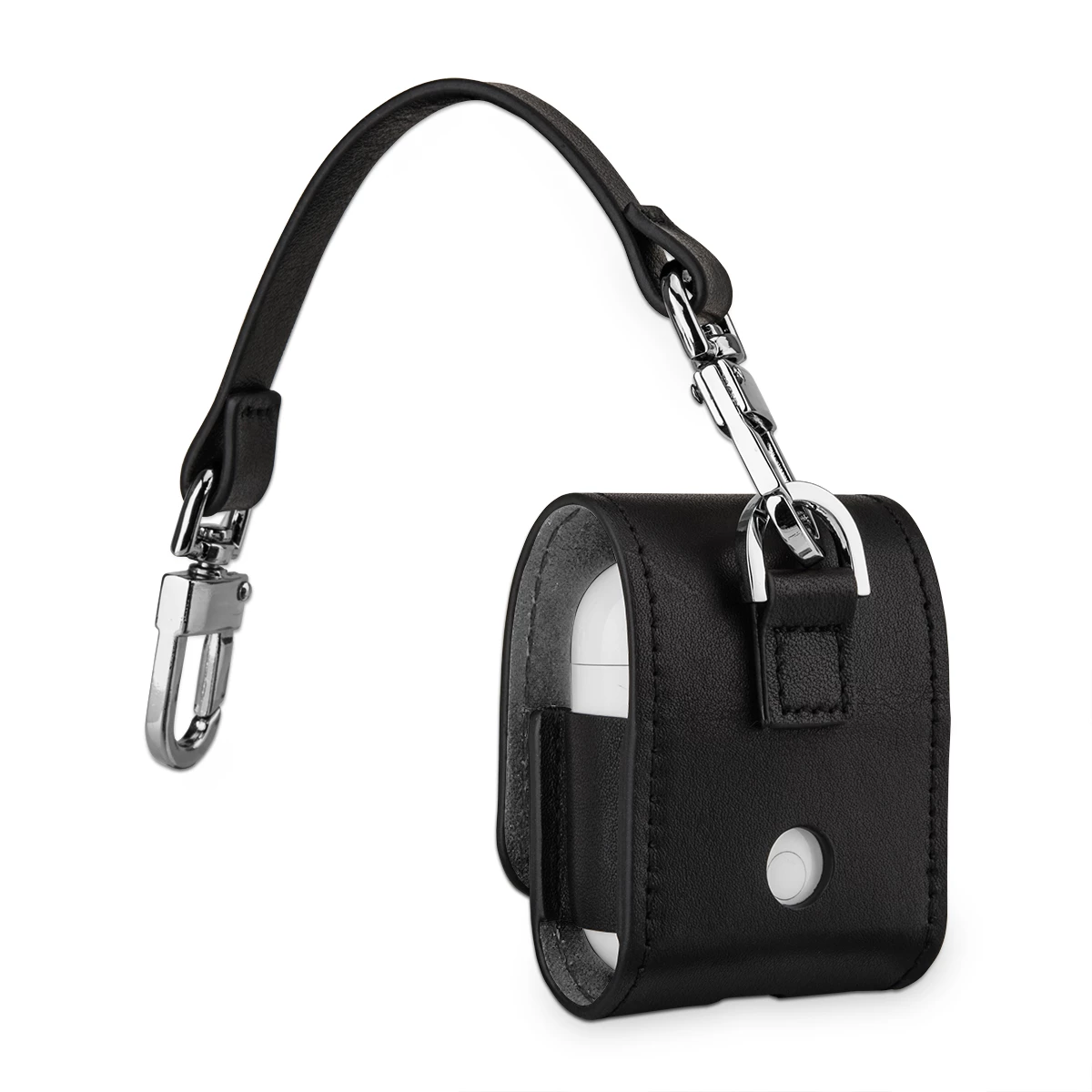 StilGut - AirPods Case Aus Leder Mit Lederband & Karabiner 4 StilGut - AirPods Case Aus Leder Mit Lederband & Karabiner – Bild 2