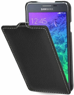 StilGut - Handyhülle Für Samsung Galaxy Alpha "UltraSlim" Aus Leder -StilGut Verkaufs-Shop galaxy alpha tasche us schw 01