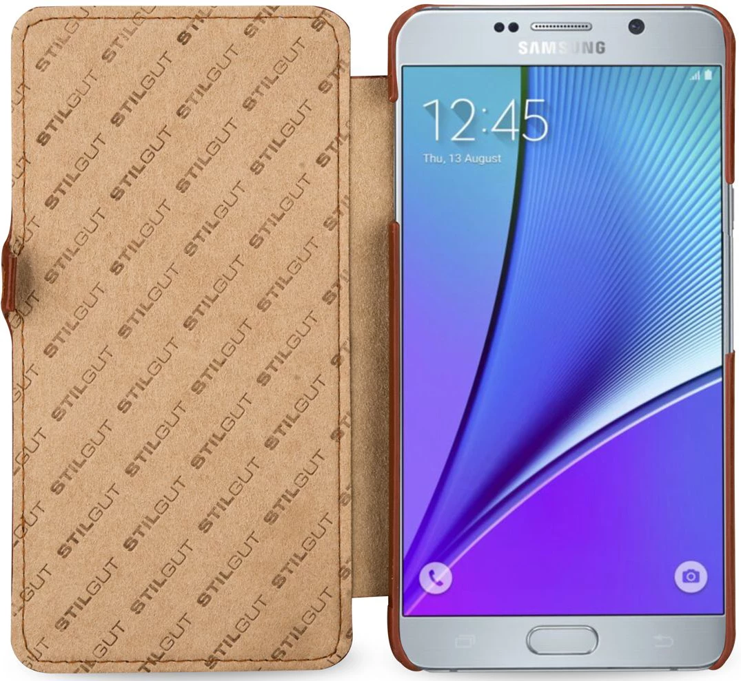 StilGut - Handyhülle Für Galaxy Note 5 „Book Type“ Mit Clip 4 StilGut - Handyhülle Für Galaxy Note 5 „Book Type“ Mit Clip – Bild 2