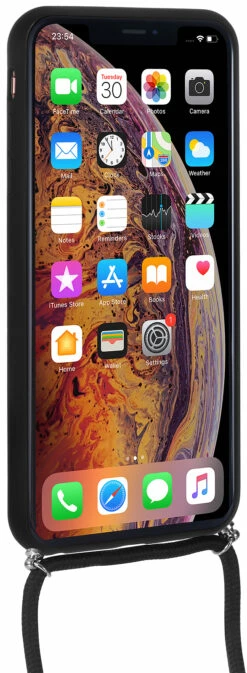 StilGut - Handykette Für IPhone XS Mit Lederrückseite -StilGut Verkaufs-Shop handykette iphone xs schwarz 03rSJixHiebp80A