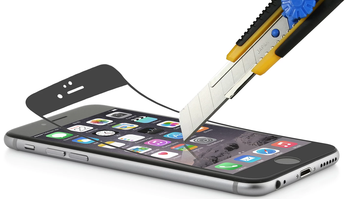 StilGut - Panzerglasfolie Für IPhone 6 Plus & 6s Plus 2er-Pack Schwarzer Rand 3 StilGut - Panzerglasfolie Für IPhone 6 Plus & 6s Plus 2er-Pack Schwarzer Rand – Bild 2