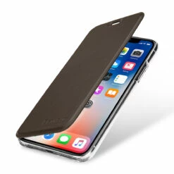 StilGut - IPhone X Book Type NFC/RFID Blocking Hülle -StilGut Verkaufs-Shop iphone x huelle book type nfc rfid blocking braun transparent w 1