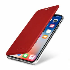 StilGut - IPhone X Book Type NFC/RFID Blocking Hülle -StilGut Verkaufs-Shop iphone x huelle book type nfc rfid blocking rot transparent w 1