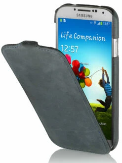 StilGut - UltraSlim Case Für Samsung Galaxy S4 I9500 & I9505 Old Style -StilGut Verkaufs-Shop ledertasche samsung s4 grau 01
