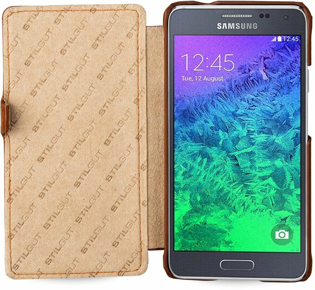 StilGut - Handyhülle Für Samsung Galaxy Alpha "Book Type" Mit Clip 4 StilGut - Handyhülle Für Samsung Galaxy Alpha "Book Type" Mit Clip – Bild 2