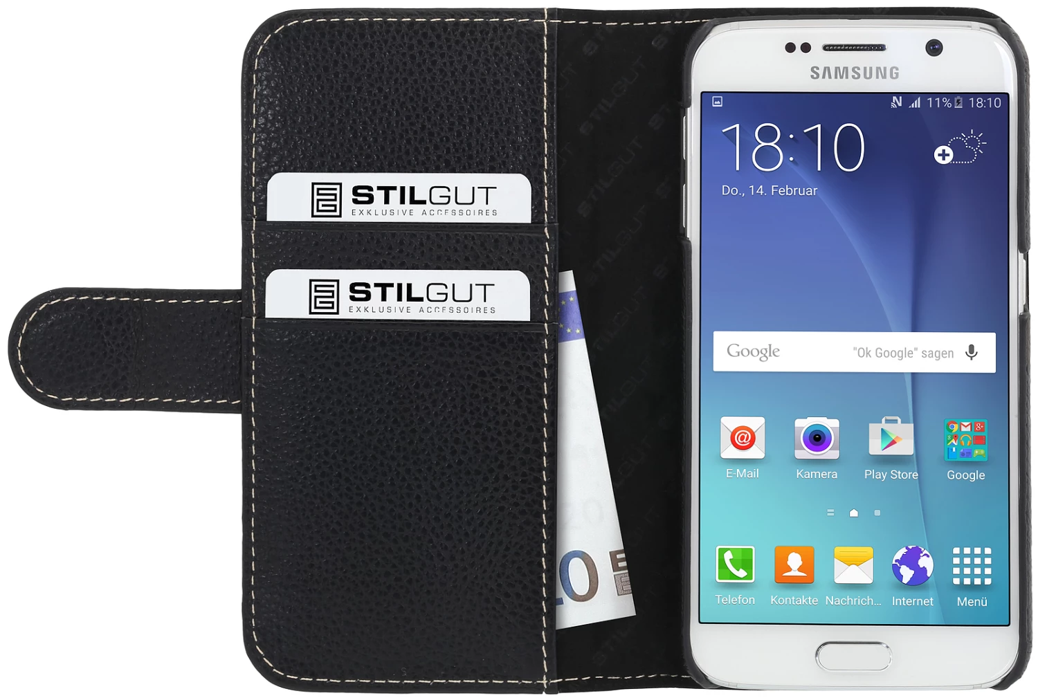 StilGut - Samsung Galaxy S6 Hülle Talis Mit Kreditkartenfach Aus Leder 4 StilGut - Samsung Galaxy S6 Hülle Talis Mit Kreditkartenfach Aus Leder – Bild 2
