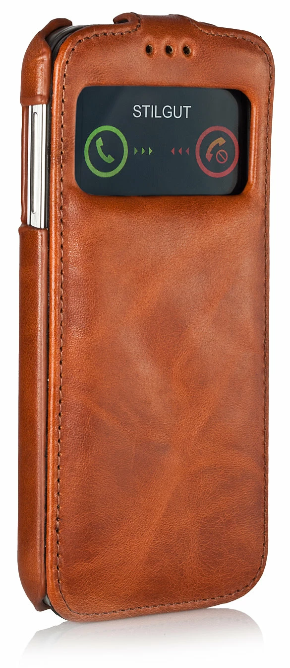 StilGut - Ledertasche Mit Sichtfenster Für Galaxy S4 I9500 & 9505 5 StilGut - Ledertasche Mit Sichtfenster Für Galaxy S4 I9500 & 9505 – Bild 3